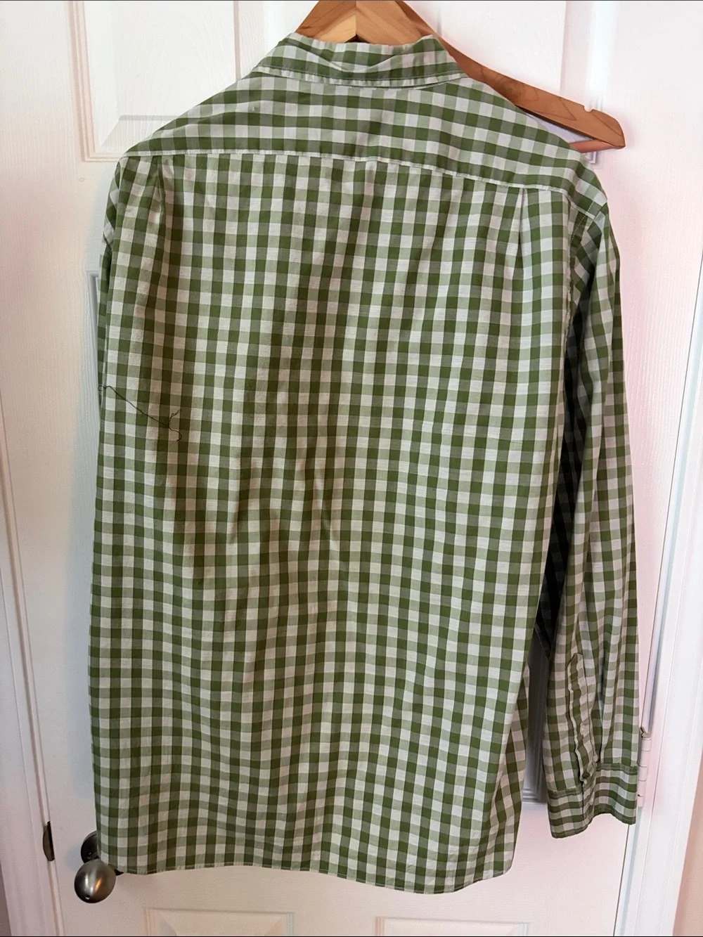 J. Crew Men's Olive and White Gingham Button-Down Shirt